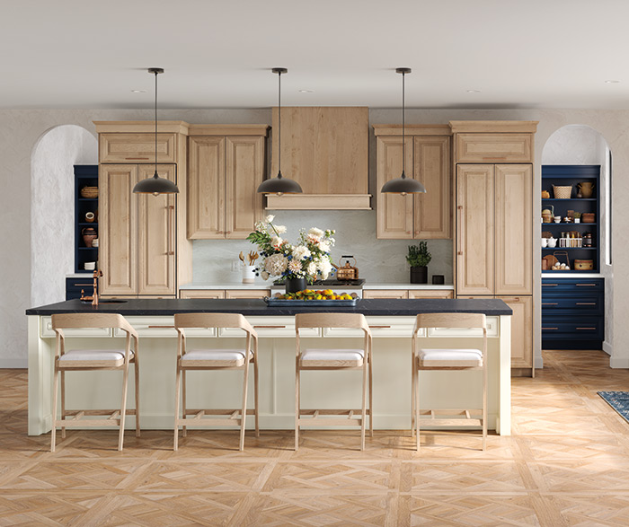 Kitchen With Blue Butlers Pantry