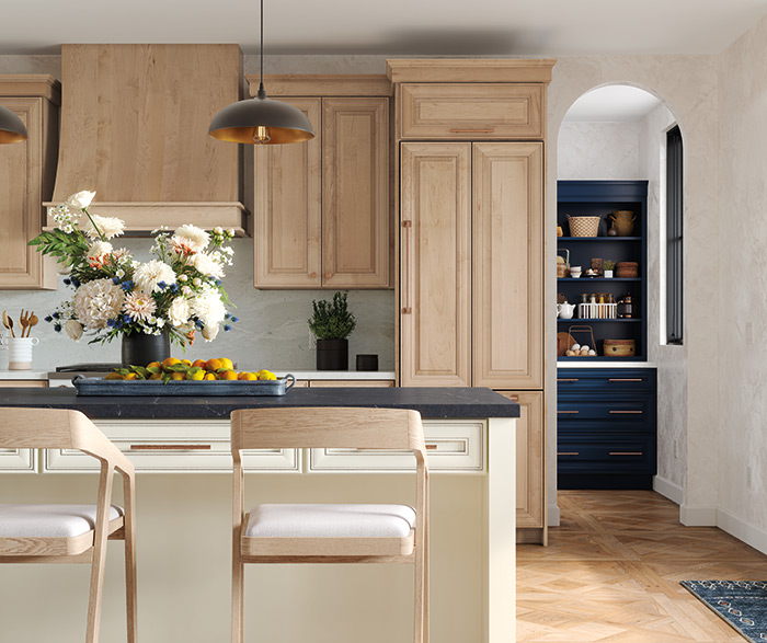 Kitchen With Blue Butlers Pantry