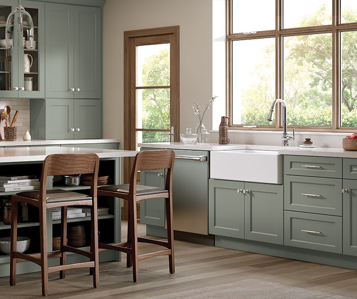 Green-Toned Transitional Kitchen Cabinets